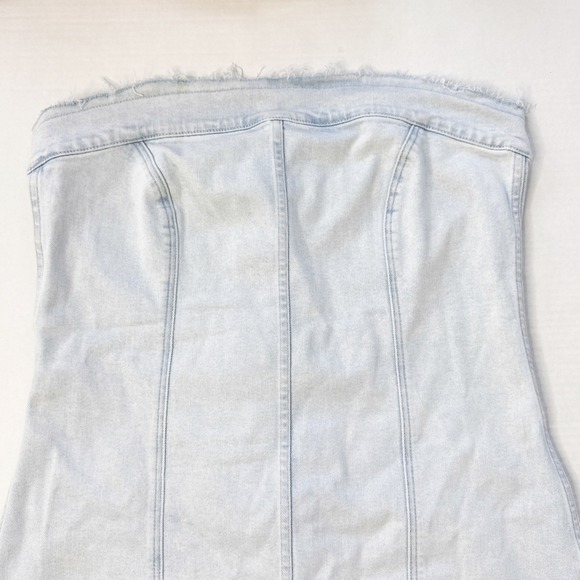 GOOD‎ AMERICAN Denim Tube Dress Size XL Strapless Mini Light Wash - Picture 6 of 12